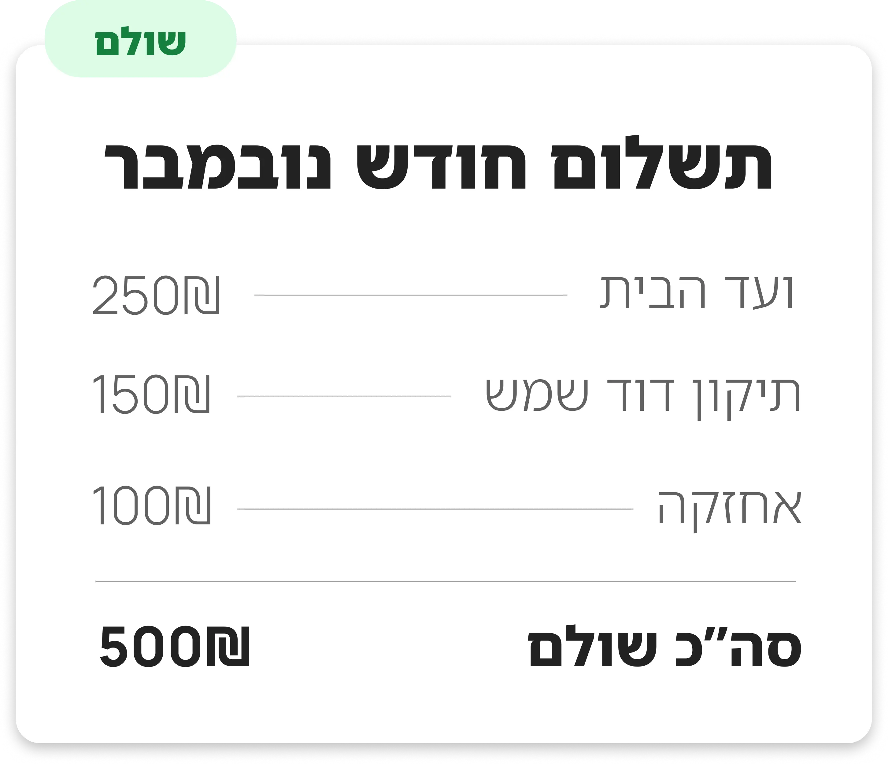 פירוט תשלומים